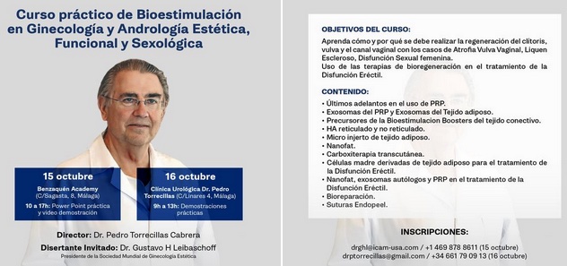 Curso Práctico de Bioestimulación en Ginecología y Andrología Estética, Funcional y Sexológica.