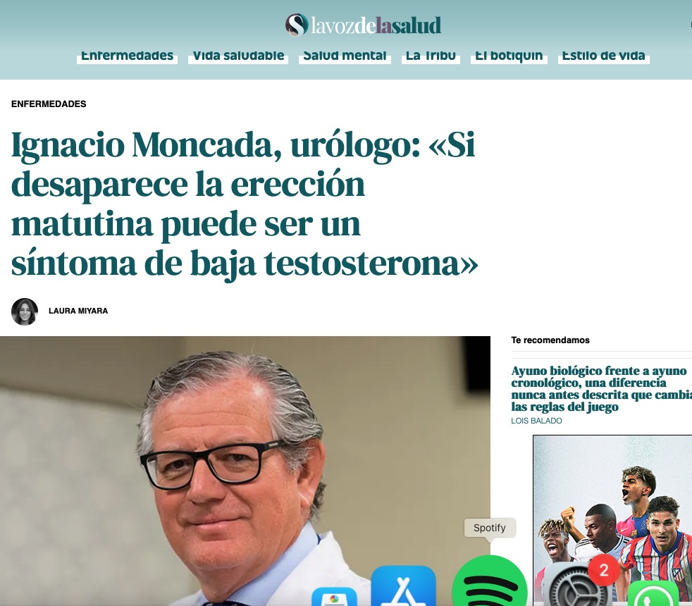 Dr. Ignacio Moncada .  La disfunción eréctil es un síntoma centinela de problemas cardiovasculares