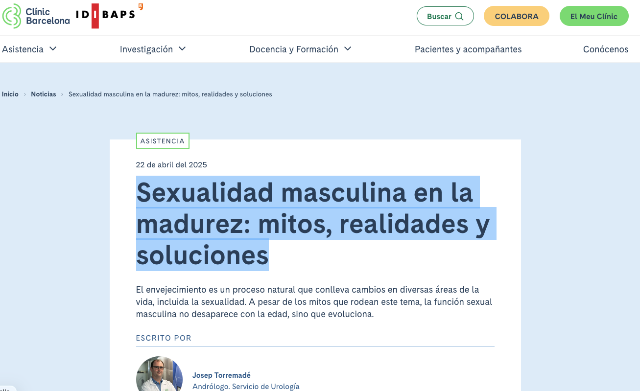 Sexualidad masculina en la madurez: mitos, realidades y soluciones