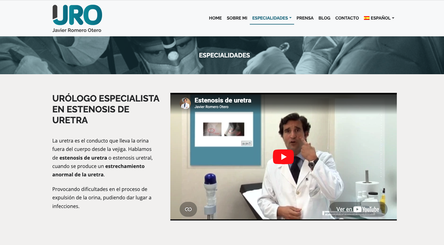 Estenosis de uretra.  Dr. Javier Romero Otero