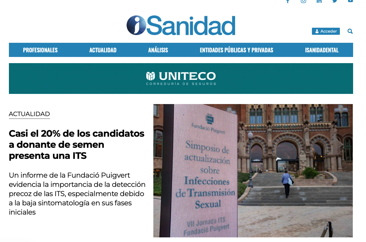 Casi el 20% de los candidatos a donante de semen presenta una ITS